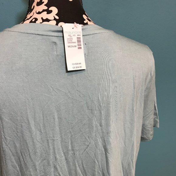 Maurices NWT Light Blue Sleep Shirt Plaid Pocket Detail Medium M NEW Casual Home - Picture 6 of 10